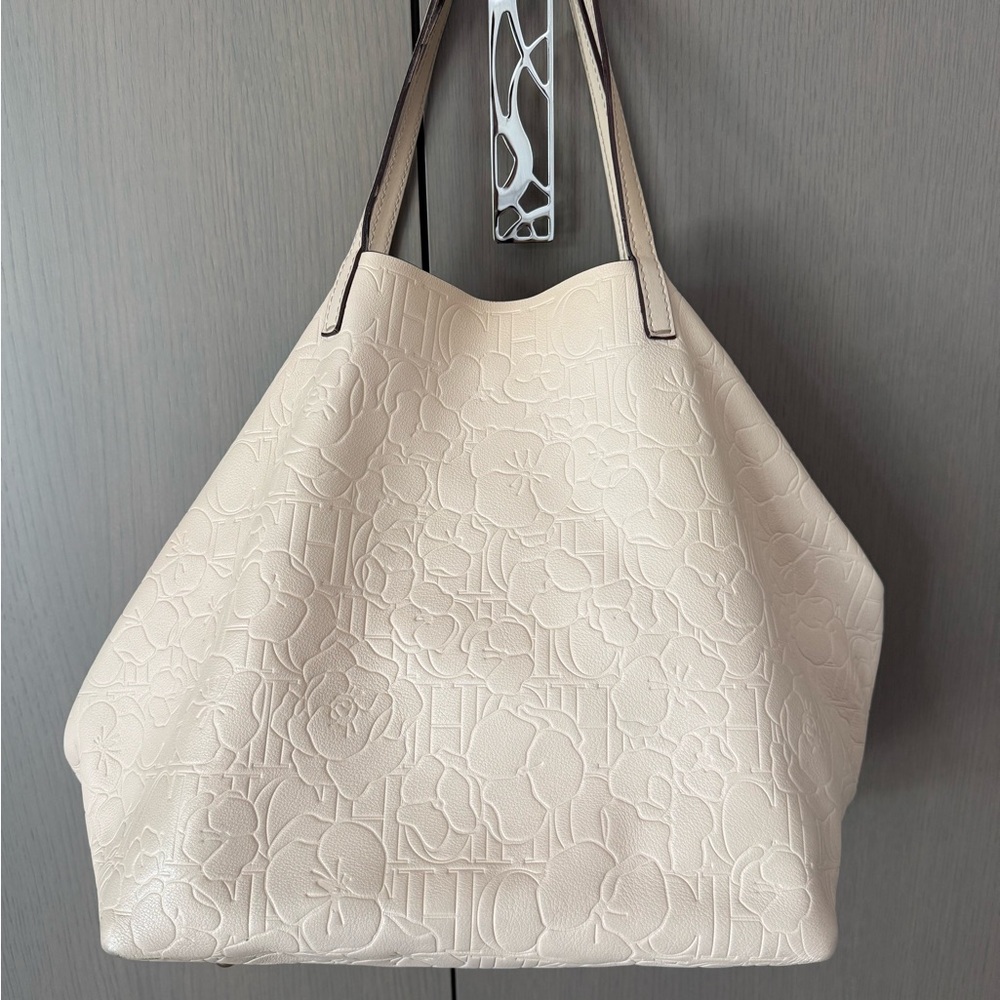 Carolina Herrera MATRYOSHKA Cream Floral Embossed Bag